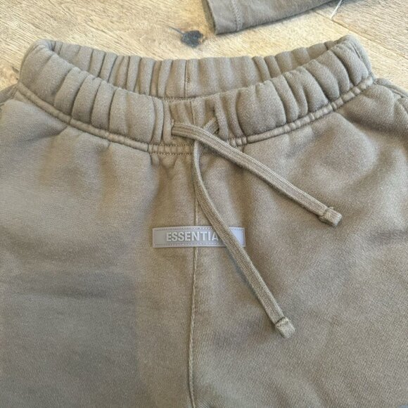 Olive Green Essentials Shorts Tee Short Set Outfit - Picture 5 of 9